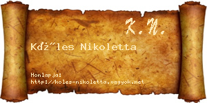 Köles Nikoletta névjegykártya